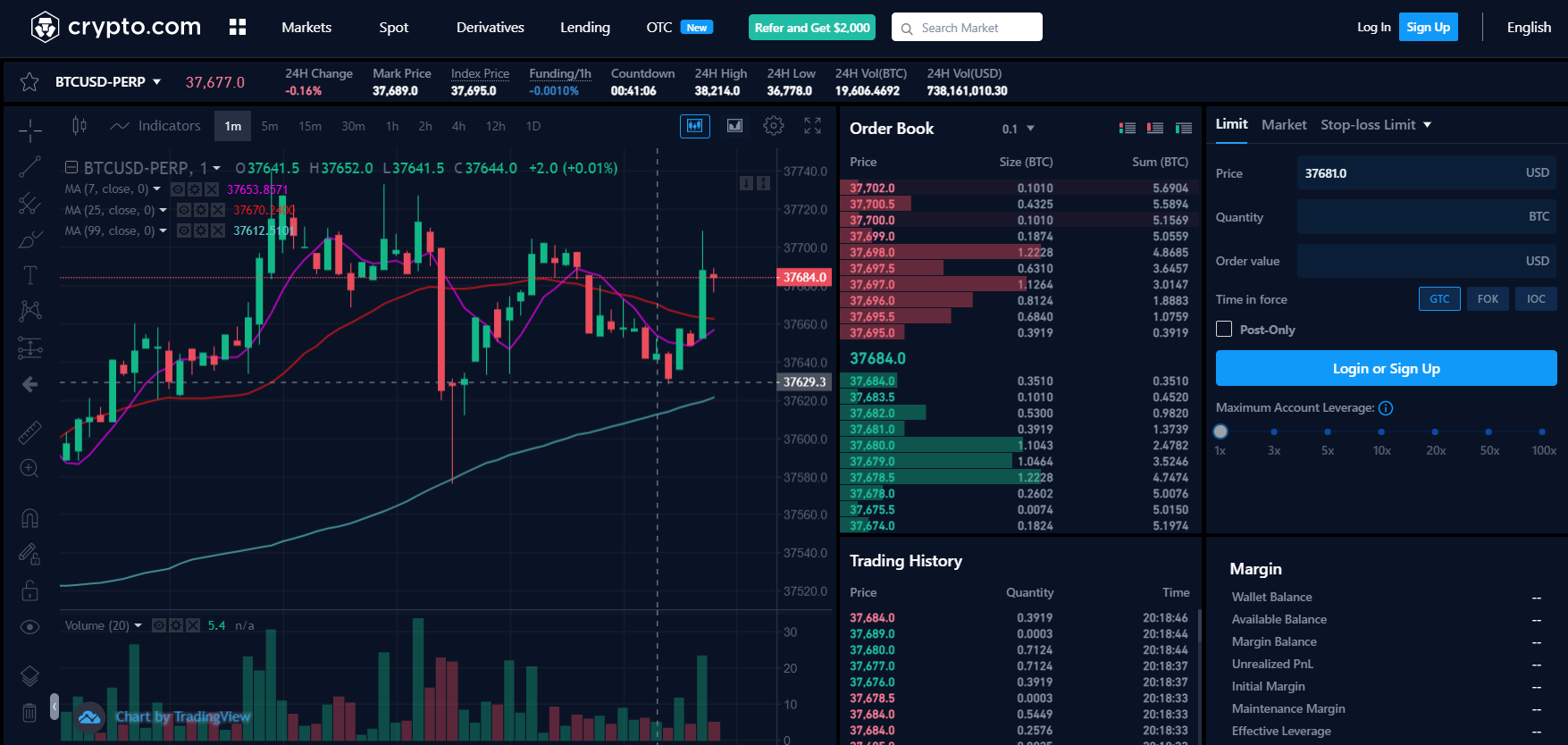 ห้องซื้อขายสัญญาถาวรที่ Crypto.com ห้องซื้อขายสัญญาถาวรที่ Crypto.com